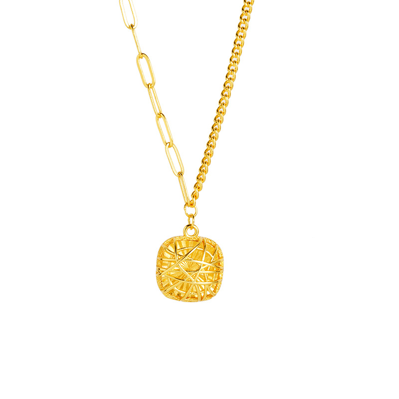 Collar de azúcar de oro de Vietnam, atrapadora de sueños, nicho de alta calidad, anillo de aretes de alambre geométrico para mujeres.