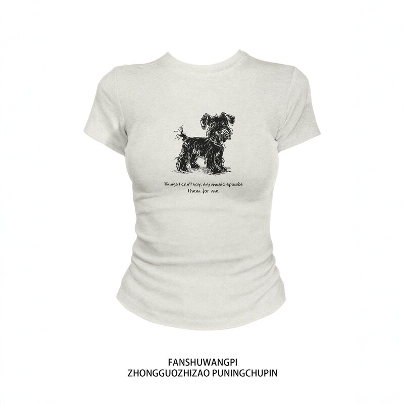 American-style cartoon round-neck short-sleeve T-shirt for women, 2026 summer slim-fit, flattering, sweet and spicy girl waist-cinching printed top American-style cartoon round-neck short-sleeve T-shirt for women, 2026 summer slim-fit, flattering, sweet and spicy girl waist-cinching printed top