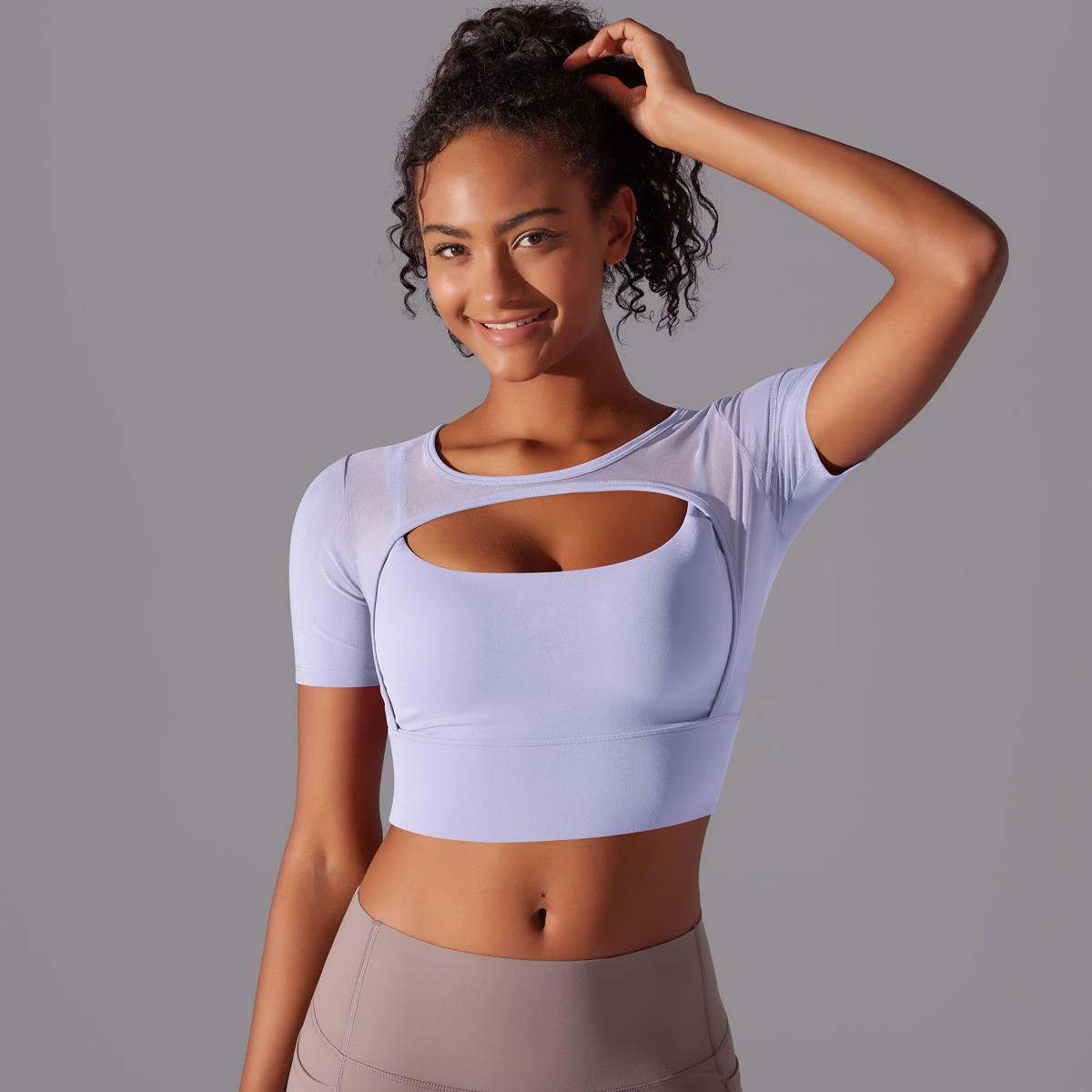 182g Weight Short Sleeve Sleeve Length Pullovers Placket Type Nylon, Spandex Fabric Type Short Top Length T-shirt Tops Type Yoga, Sports Occasion Round Neck Neckline Solid Color Pattern Women Gender Hollow Out Craft Fitness Sport Style Solid Color Nylon Spandex Round Neck Hollow Out Active Tops T-shirt 60