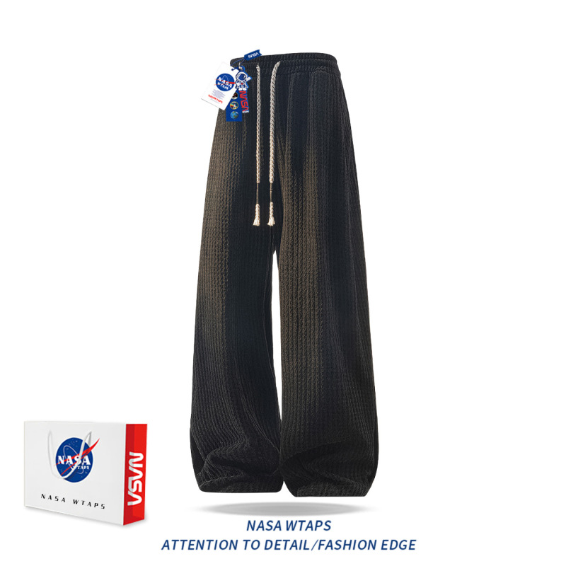 NASA ABOUT雪尼尔小香风条纹休闲裤男秋冬季oversize宽松百搭裤子|undefined