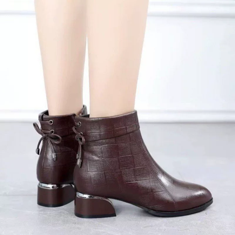 Boots artificial short plush winter short pointed toe solid color adhesive shoes