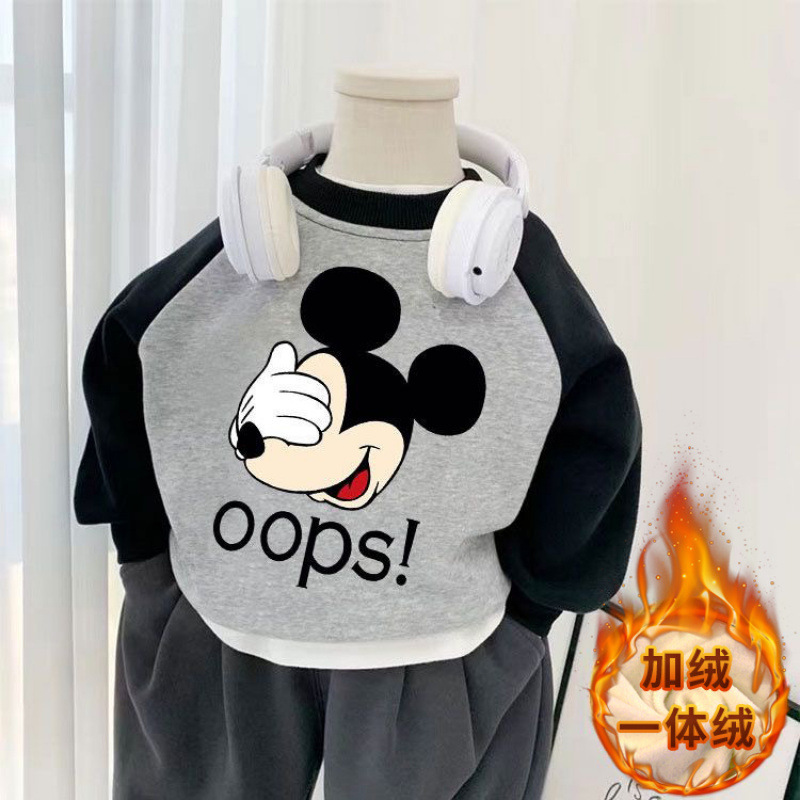 Children's One-piece Velvet Sweatshirt Winter Clothes Children's Cartoon fleece-lined Pullover Top for Boys and Girls Korean Long Sleeve T Children's One-piece Velvet Sweatshirt Winter Clothes Children's Cartoon fleece-lined Pullover Top for Boys and Girls Korean Long Sleeve T