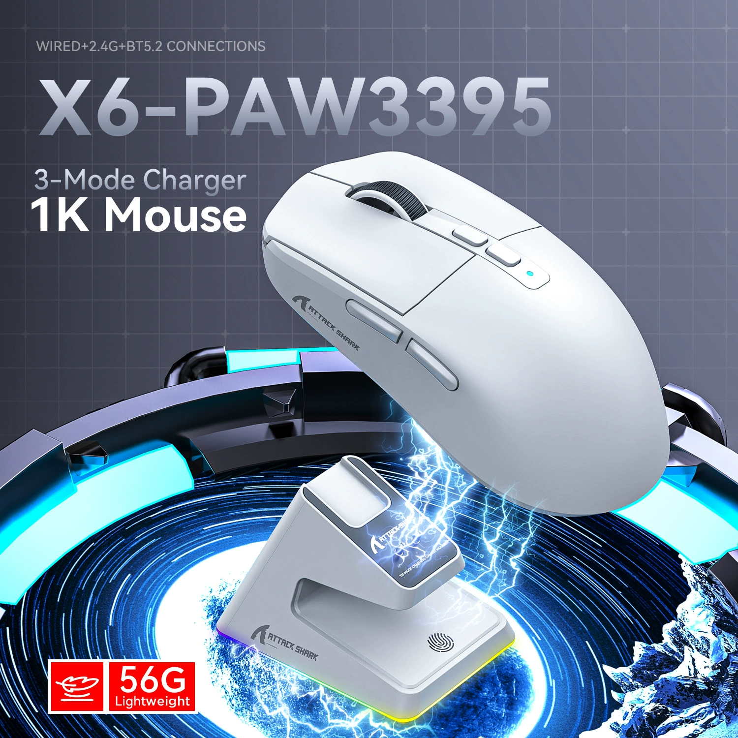 Легковесная игровая мышь с зарядкой, x6, Bluetooth