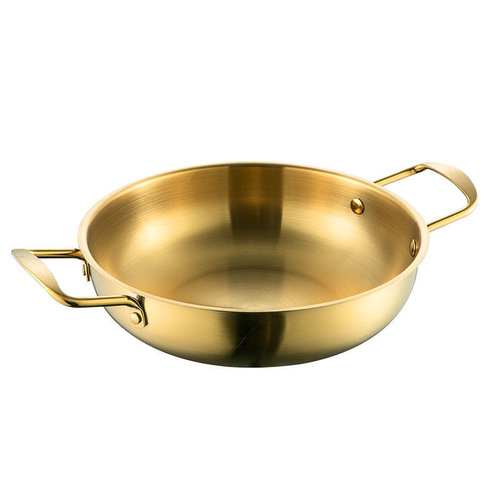 Korean Style Instant Noodle Pot, Stainless Steel Soup Pot, Gold Korean Ramen Cooking Pot, Small Pot with Thickened Seafood, Hot Pot, Dry Pot