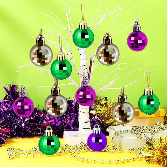Bolas de Navidad de carnaval 3cm 24 conjuntos de bolas de espejo brillantes de decoración de atmósfera colgar bolas