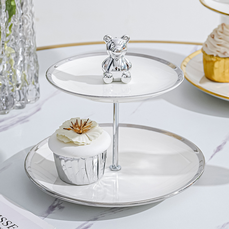 Luz de lujo multicapa de cerámica plato de fruta sala de estar mesa de café hogar plato de fruta recepción postre decoración postre plato de caramelo