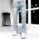 European and American 2025 Men's New Fashion Tape Jeans Slim-fit Multicolor Stretch Straight Pants