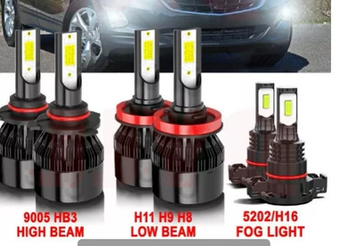 Tcyato Cross-Border Hot-Selling Led: Ön faralar - black-c6-9005-2-pieces-black-c6-h11-2-pieces-fog-lamp-5202