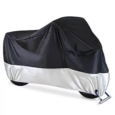 Cross-Border Popular Motorcycle Cover for Rain and Sun Protection, 210D Silver-Coated Oxford Cloth Thickened Motorcycle Cover (Car clothing) - m20090100cm-210d-upper-black-and-lower-silver-splicing-model