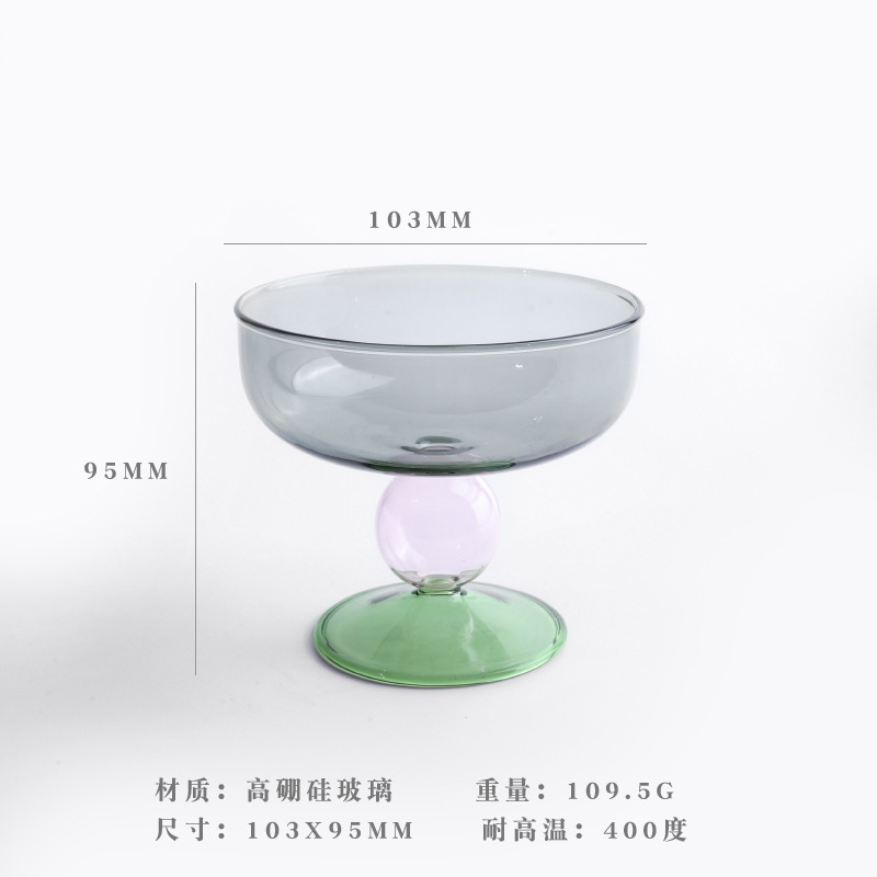 Tazón de vidrio multicolor estilo ins, para ensalada de frutas, sopa, vajilla, adulto/bebé, resistente a altas temperaturas