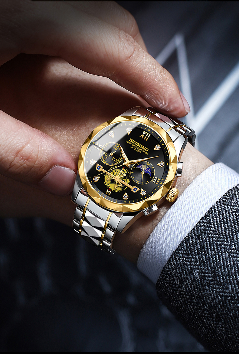 Men's Quartz Watch Multifunctional Tungsten Steel Chronograph_voghion.com