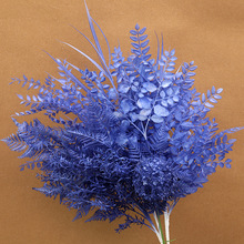 婚禮深藍色仿真花材裝飾花 高端藍色系婚慶塑料花假花批發