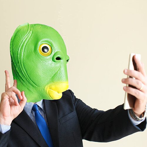 Greenhead Fish Mascot Mask Halloween Green Fishman Green Fish Head Monster Mask Performance Head Accessory