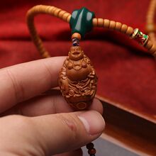 橄榄核手工雕刻多宝鱼弥勒佛核尖直切核壁108佛珠链脖挂文玩颗
