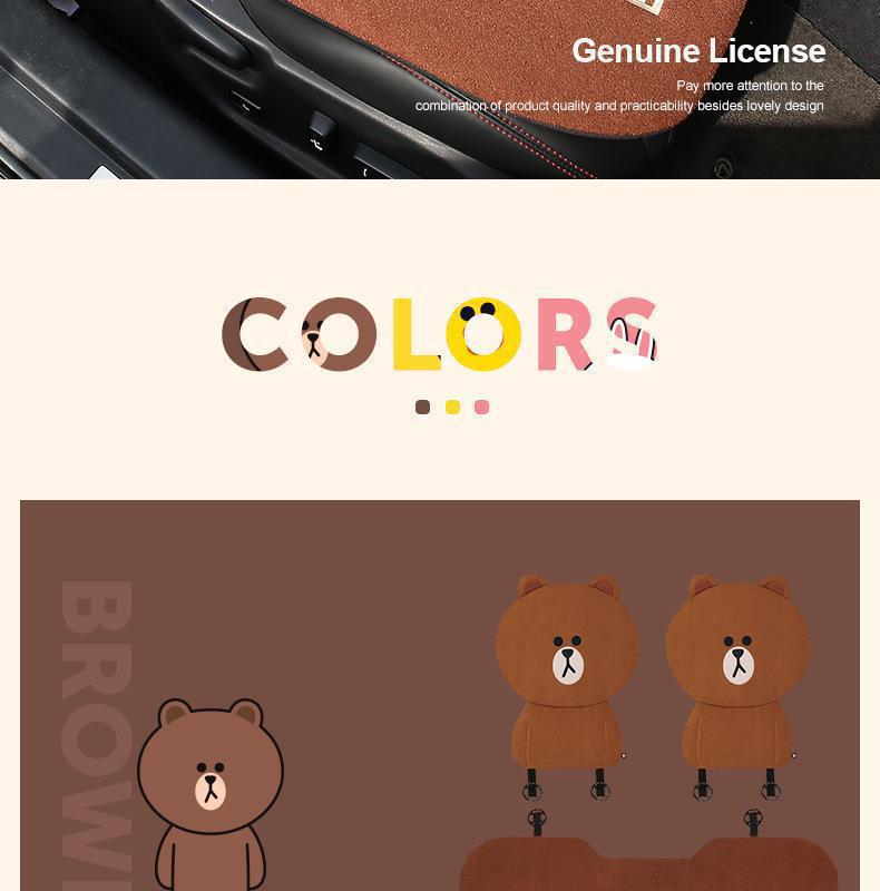 Cartoon Cute Brown Bear Internet Celebrity Car Seat Cushion, Universal for All Seasons, Half-Cover Seat Cover, Goddess Car Seat Cushion, Car Seat Cover