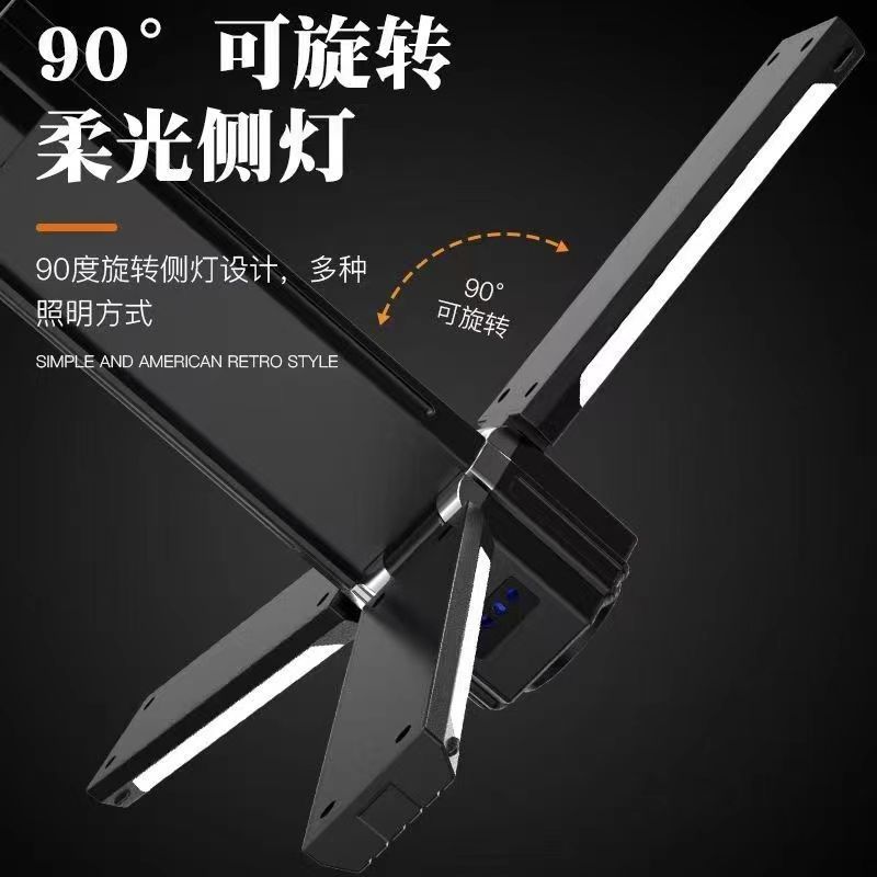 Cross-Border High-Intensity Long-Range Flashlight with Power Display, Rechargeable Camping Light, Emergency Stall Folding Camping Light