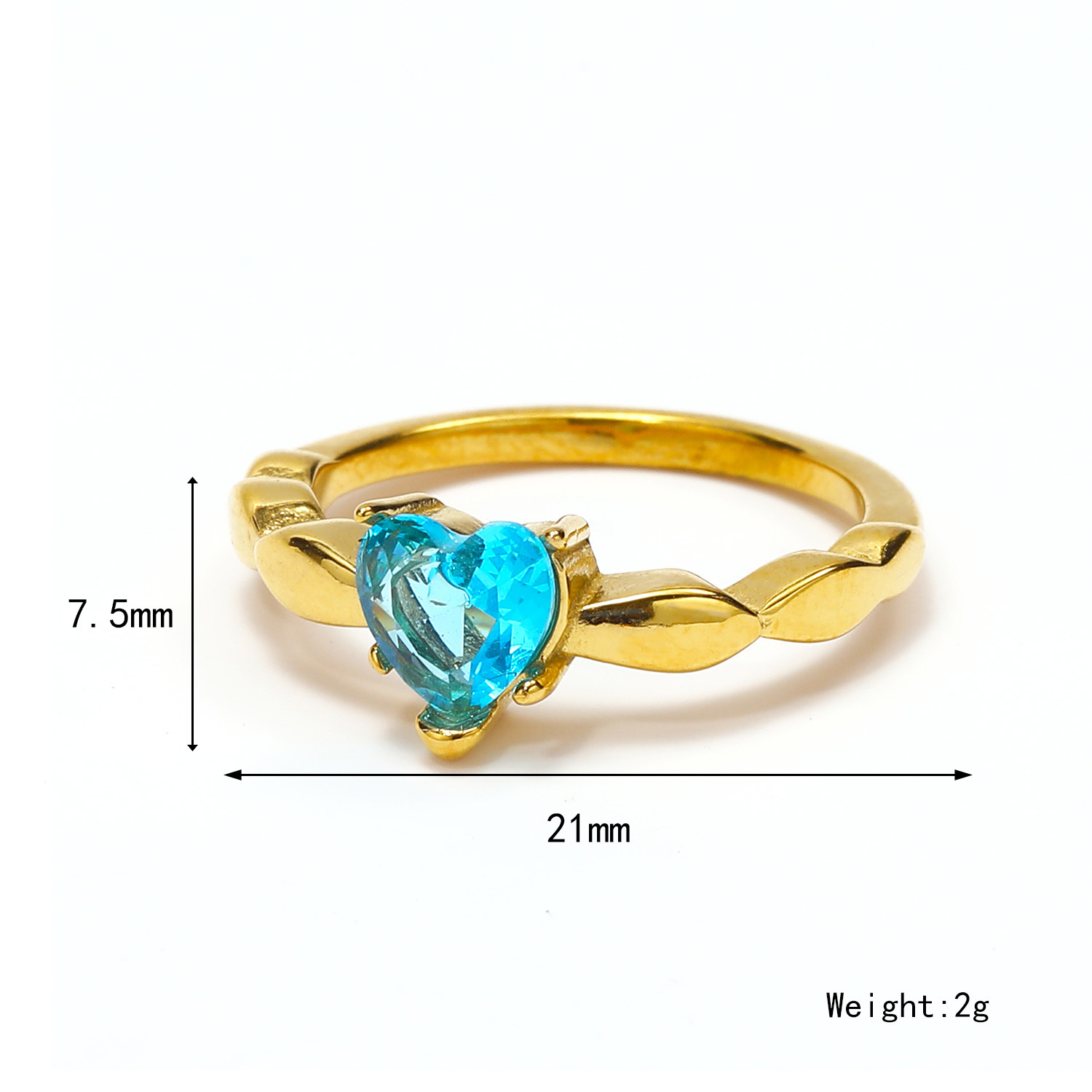 Simple Style Heart Shape Titanium Steel Plating Inlay Zircon Rings 1 Piece display picture 1