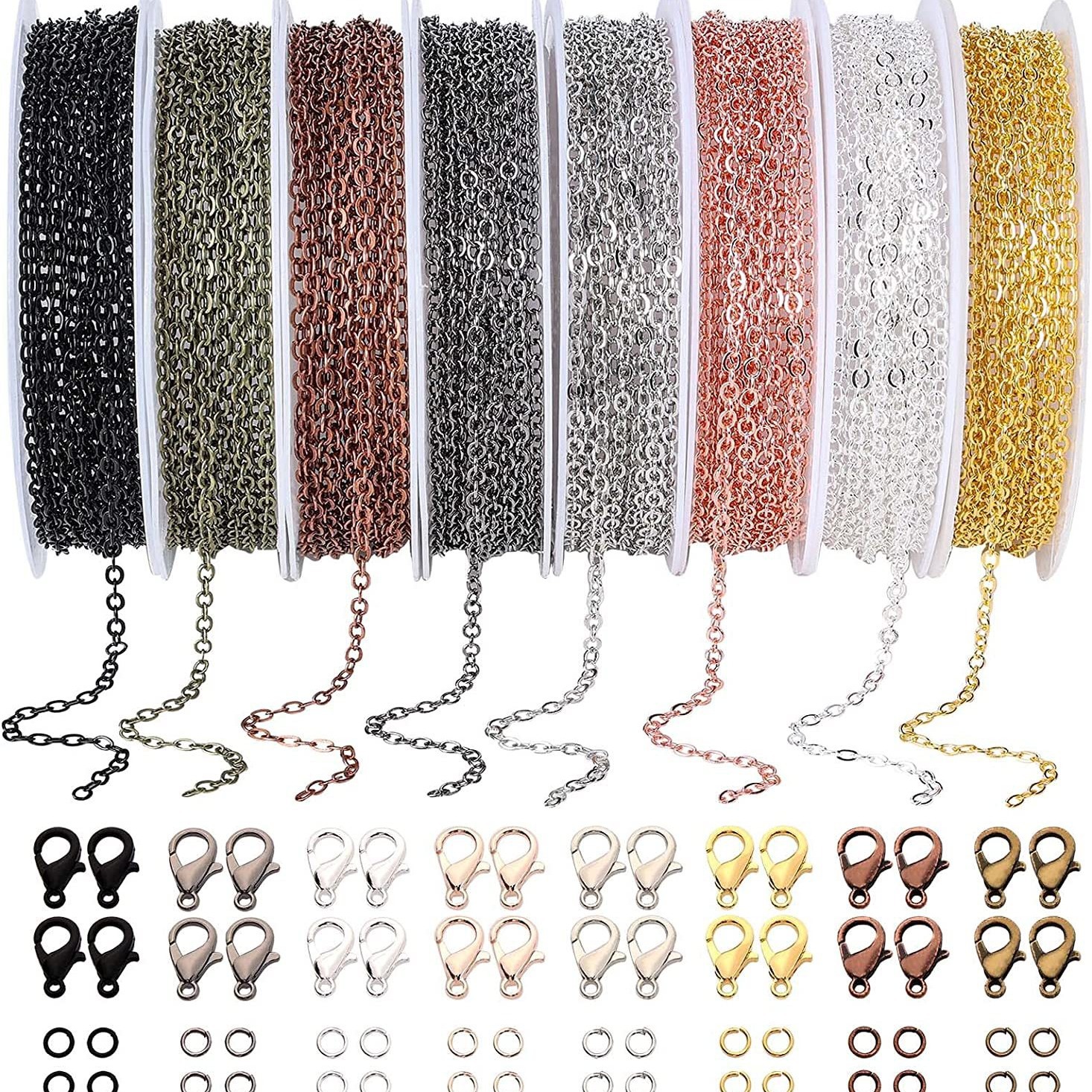 2*3mm presión plana cadena cruzada 6 colores 8 combinación a juego langosta hebilla anillo abierto DIY accesorios de la joyería