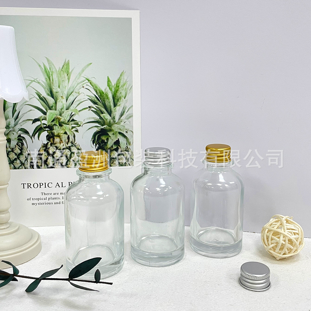 厂家批发50ML精油瓶透明玻璃瓶无火香薰瓶精油分装空瓶可喷色丝印