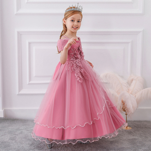 2024 New Children's Formal Dress Long Sleeveless Princess Dress Fairy Flower Long Skirt Stage Performance Ball Gown