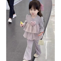 女童春秋韩版喇叭裤套装儿童时髦春秋甜美两件套洋气宝宝2025新款