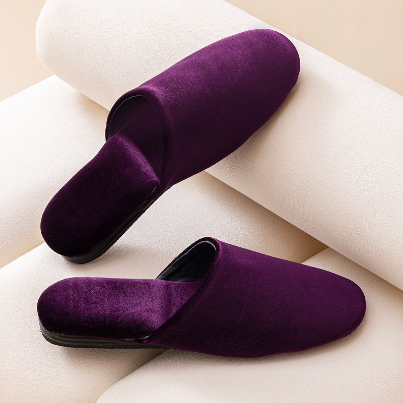 Women's Closed-Toe Slippers, High-End Velvet Slippers, Stylish and Elegant Home Wear Slippers, Comfortable and Silent Outdoor Slippers for Couples, Men's
