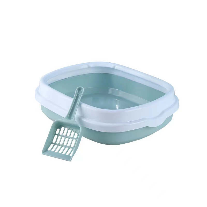 En stock caja de arena para gatos al por mayor semi-cerrado gato inodoro anti-salpicaduras caja de arena para gatos PP Cat Basin suministros para mascotas