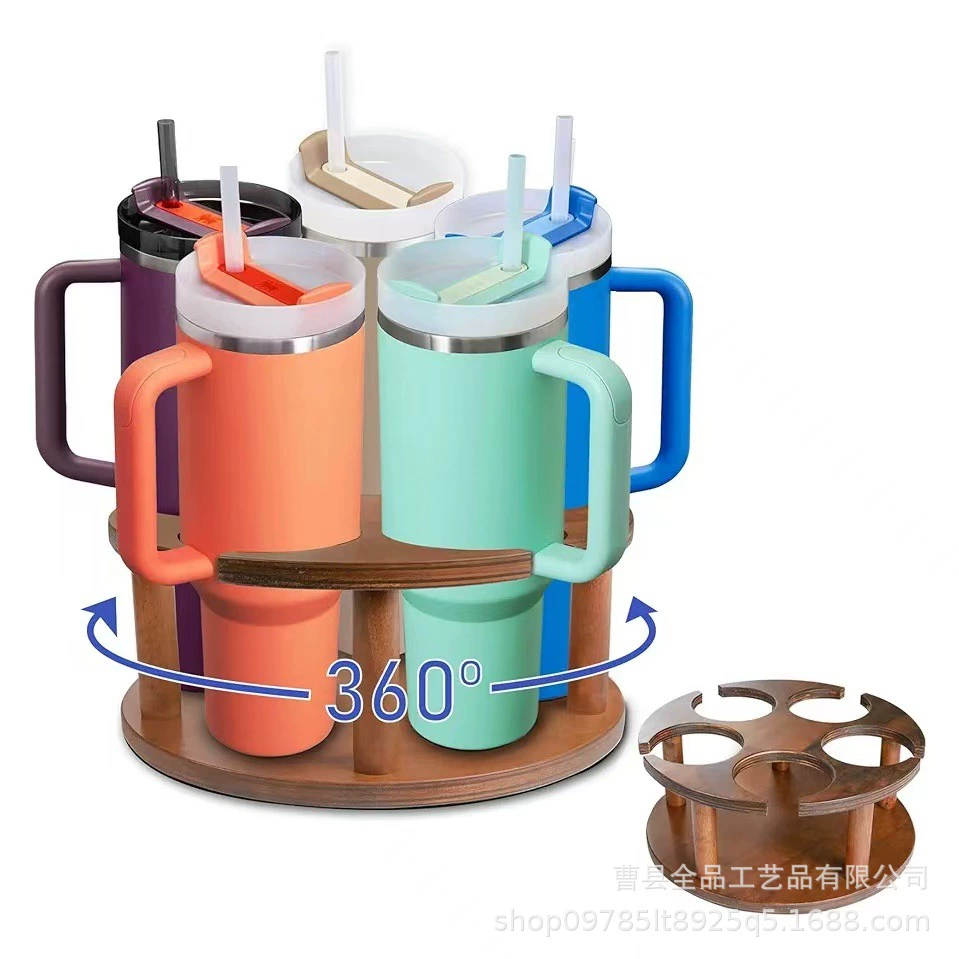 Деревянная вращающаяся чашка для хранения стакана столешница для витрины ледяной кубок многоцелевой кухонный приправ стеллак для хранения чашек