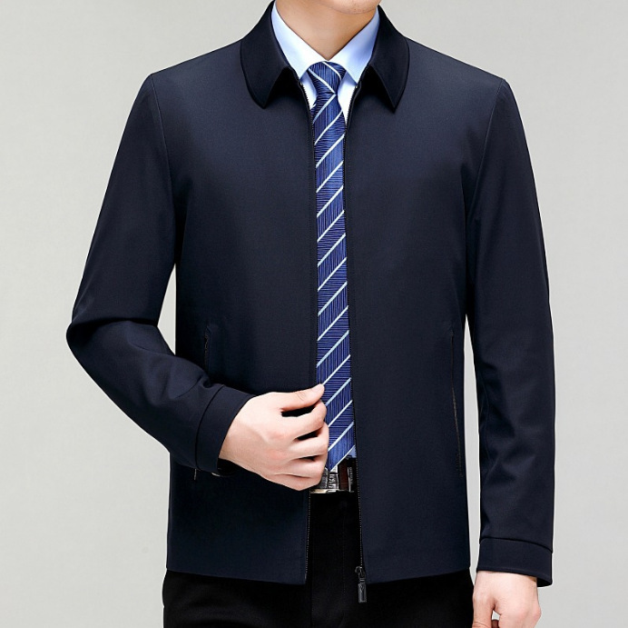 Silk Lapel Jacket for Men, Middle-Aged Dad Style, 2026 Large Size Coat, Business Casual for Spring and Autumn Silk Lapel Jacket for Men, Middle-Aged Dad Style, 2026 Large Size Coat, Business Casual for Spring and Autumn