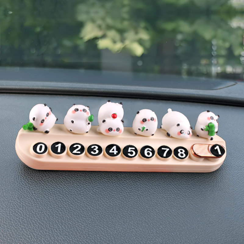 Creativo de luz nocturna Panda estacionamiento de automóviles placa de matrícula de estacionamiento temporal encantador dibujos animados decoración interior del automóvil