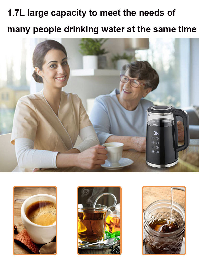 Electric Glass Kettle With Smart Touch Screen Temperature Control_voghion.com