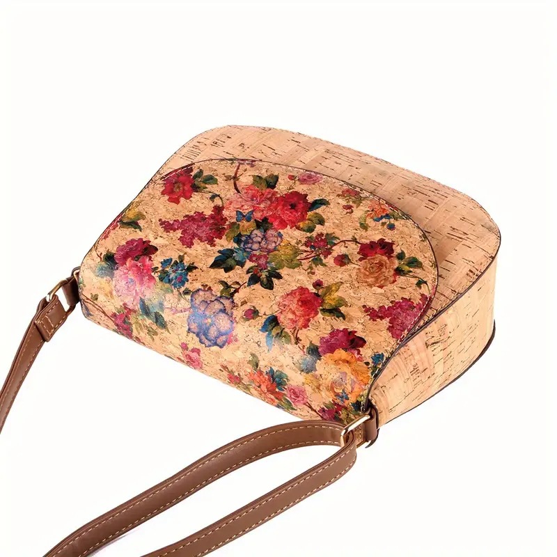 2024 New Cork Print Art Flip Saddle Versatile Casual Butterfly Back Zipper Crossbody Bag_voghion.com
