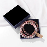 跨境热销时尚彩色天然石半宝石手链粉斑马黄虎串珠手链男女饰品