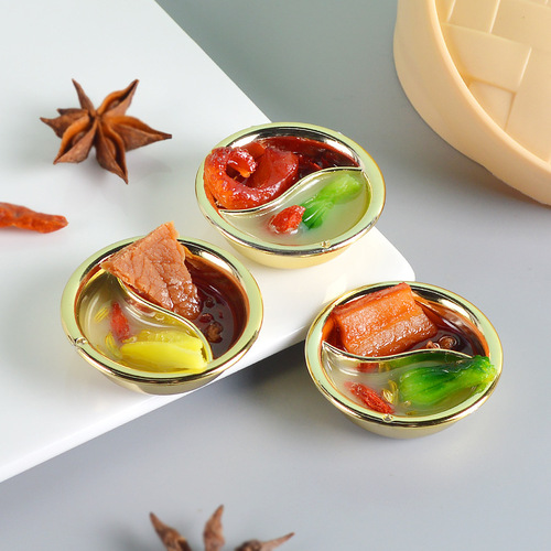 Mini simulation mandarin duck hot pot model doll house diy kitchen toy miniature food toy keychain pendant wholesale