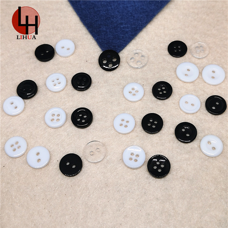 树脂衬衫纽扣宽边细边面包扣黑色白色透明扣子内衣毛领垫扣批发