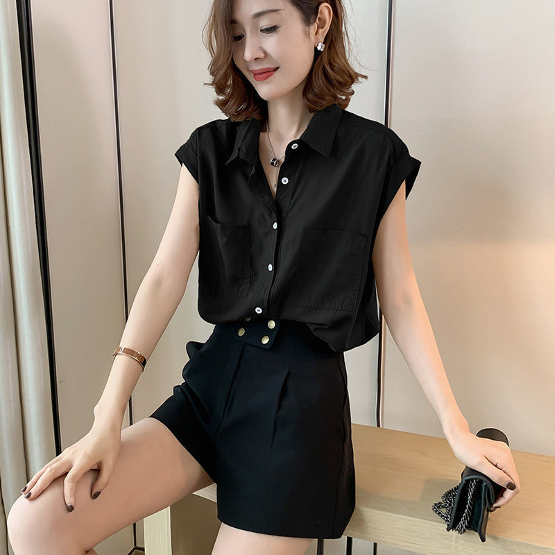 トップデザインの女性ニッチシフォン半袖シャツ女性の夏の新しいファッション韓国スタイルの女性のためのルーズスリムシャツ|undefined