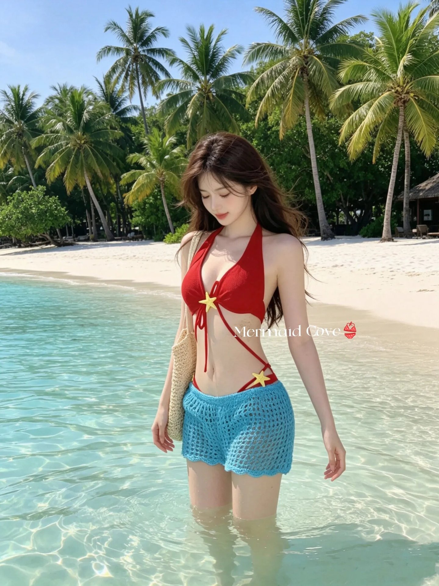 Qadın üçün üç hissəli çimərlik geyimi və bikini dəsti
