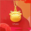 Golden pendant, birthday charm for friend, Chinese horoscope, 3D, wholesale