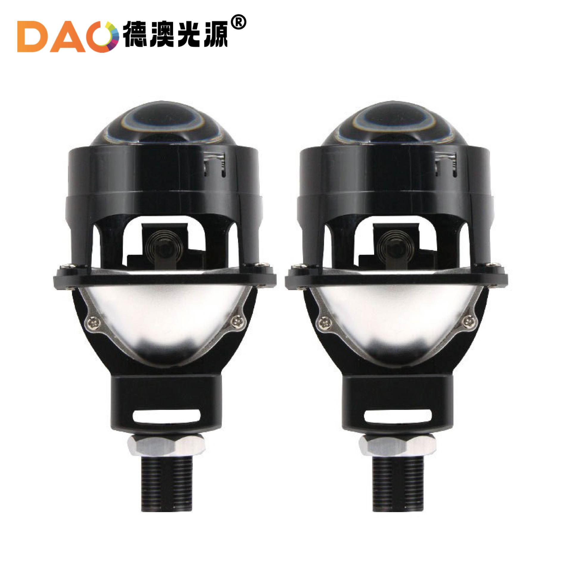 Coche de 2,5 pulgadas doble lente de disparo directo doble efecto láser coche faros LED super brillante luz lejana y cercana 12V