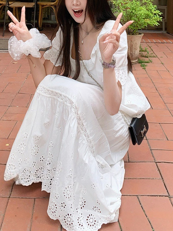 外卖到了「栀白」白色小飞袖背心花苞上衣天丝半裙套装蛋糕长裙子|undefined