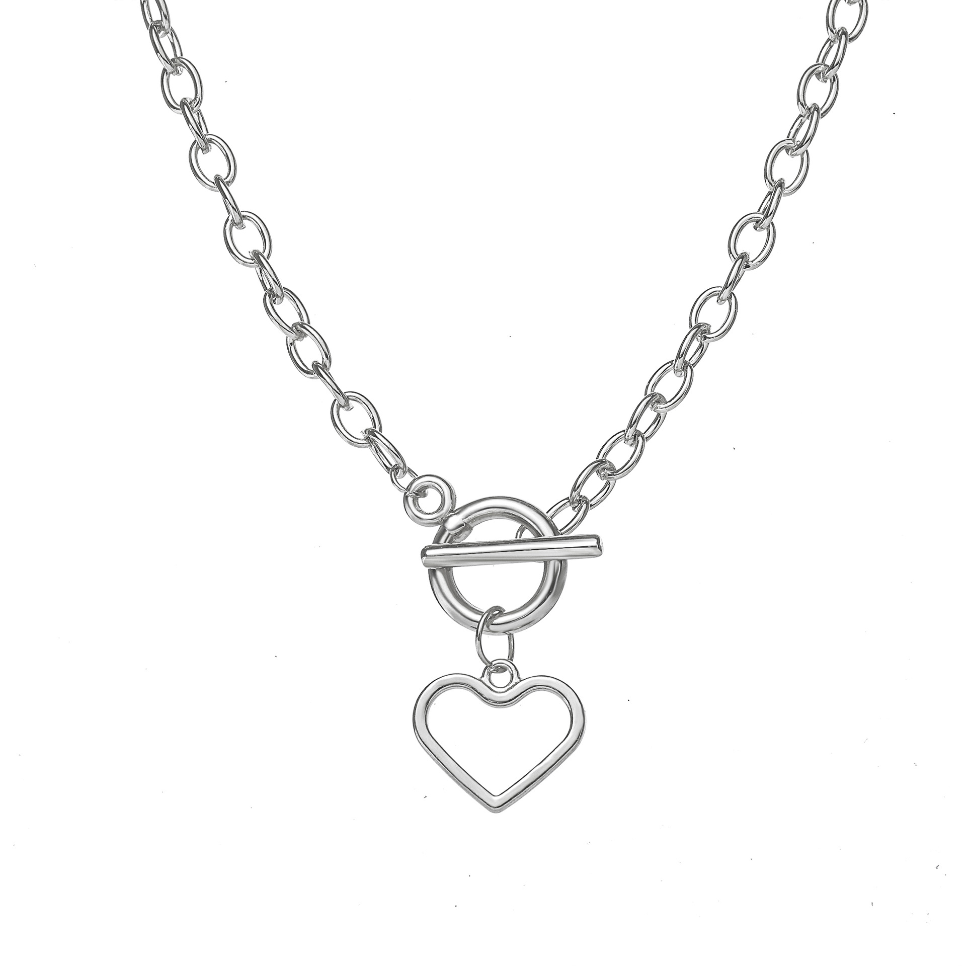 new heart pendent OT buckle alloy thick clavicle chain