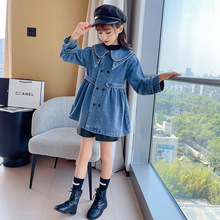 女童外套中长款春秋季洋气2025新款儿童爆款网红牛仔上衣女孩风衣