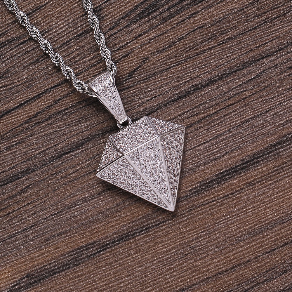 Diamond Pendant Necklace, Geometric Brick Design, Copper Accessory_voghion.com