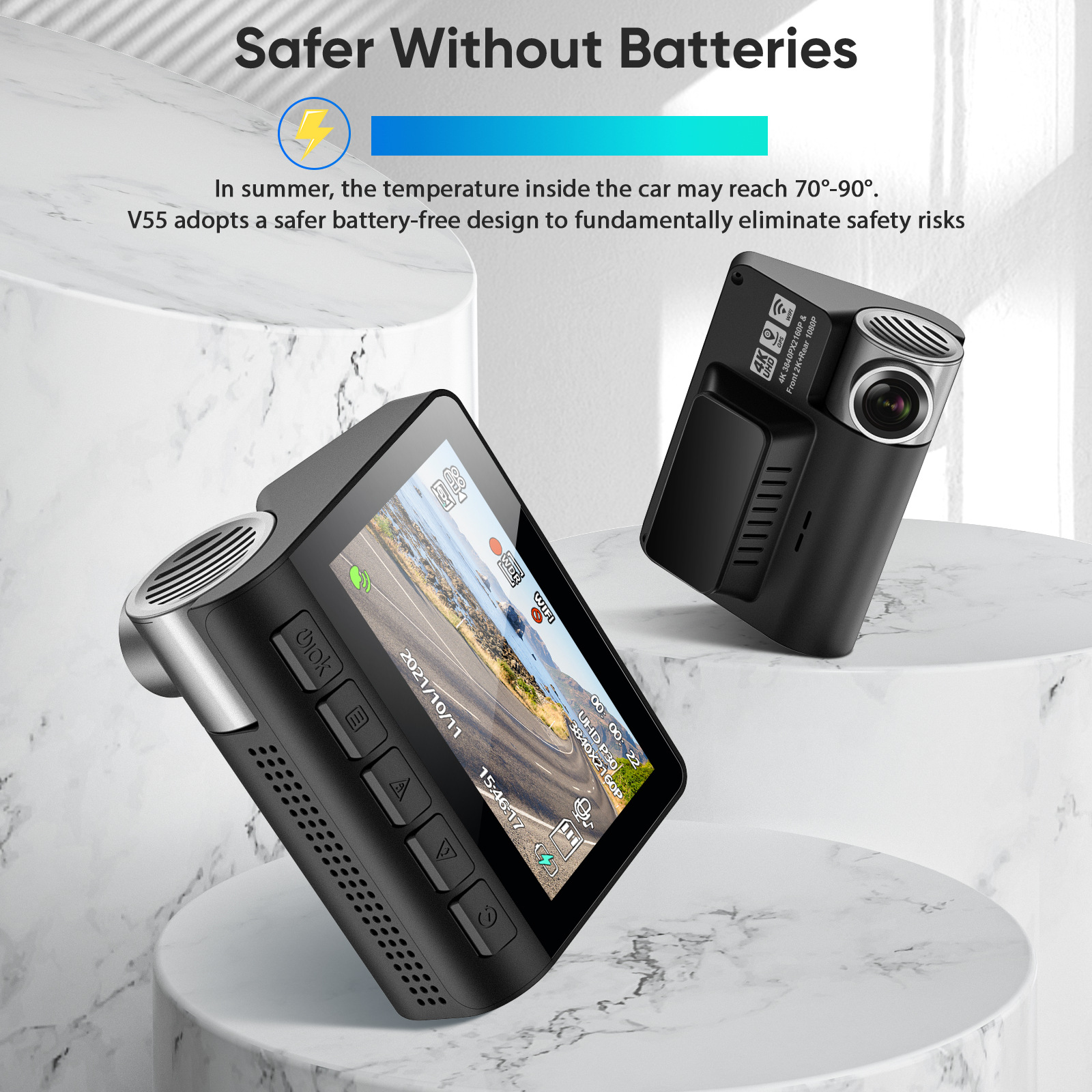 V55 Dashcam 4K Dachcam Wifi Mobile Phone Interconnection Cross-Border High-Definition Dashcam