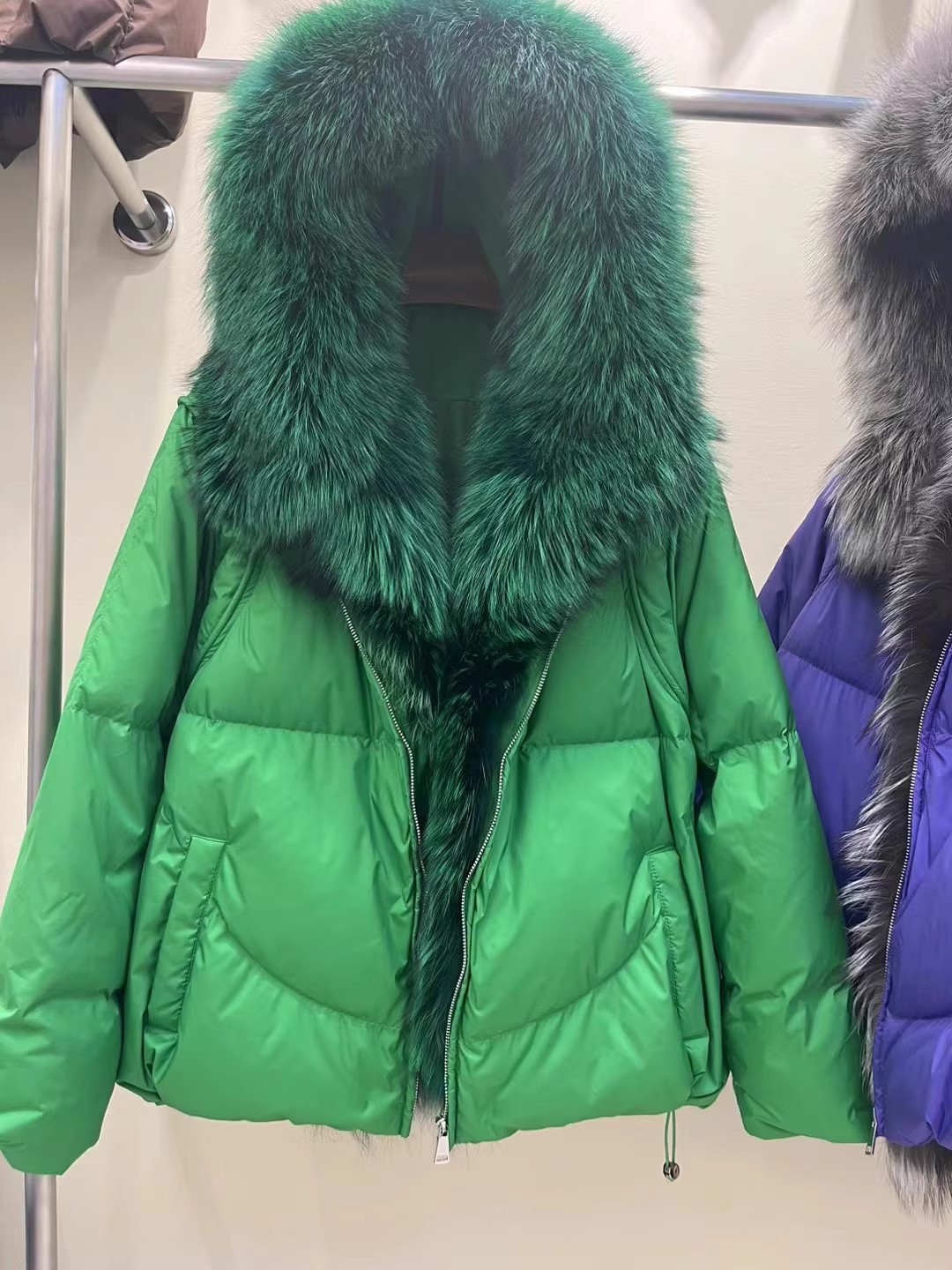 녹색 + 은색 여우 모피