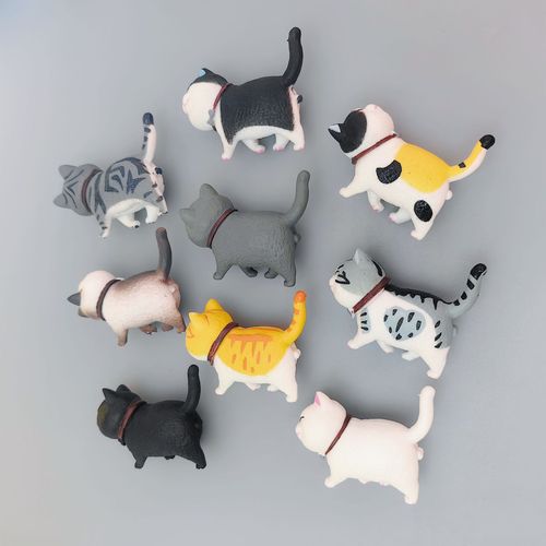 3D three-dimensional Internet celebrity cat magnet refrigerator magnet cartoon cheese cat message post home decoration magnet can turn the head