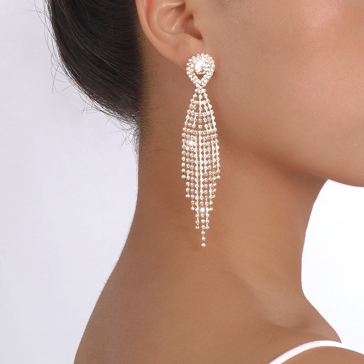 Mode Géométrique Strass Gland Des Boucles D'oreilles 1 Paire display picture 2