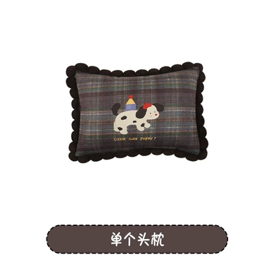 in Summer, Cartoon Cute Seven-Piece Set — Seat cushion, seat cover - blue-gray-crayon-dog-one-headrest