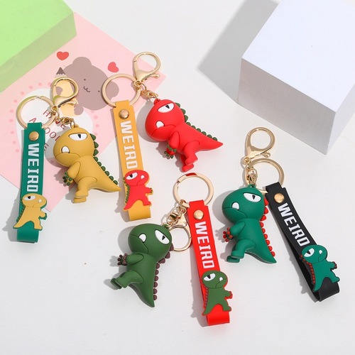 Creative toothed dinosaur keychain, three-dimensional cute cartoon doll, personalized car bag pendant, exquisite small gift