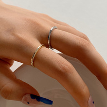 韩国ins小众设计光面开口可调戒指环日常简约百搭风基础铜镀真金